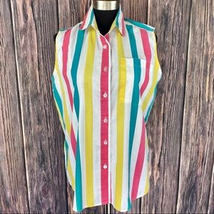 VINTAGE 90's SIMPLY BASIC Candy Stripe Button Down